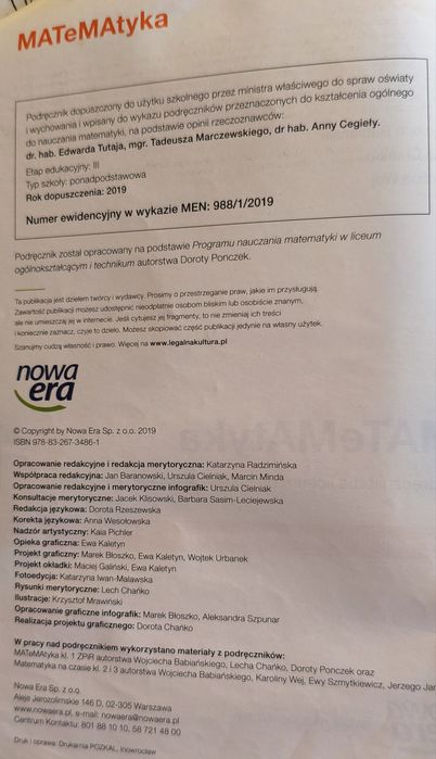Matematyka liceum i technikum rozszerzenie klasa 1