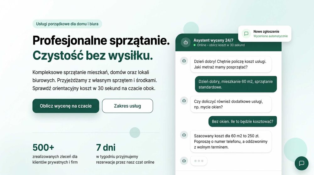 Kalkulator wycen 24/7 i czat na stronę WWW – łap klientów dla firm uługowych