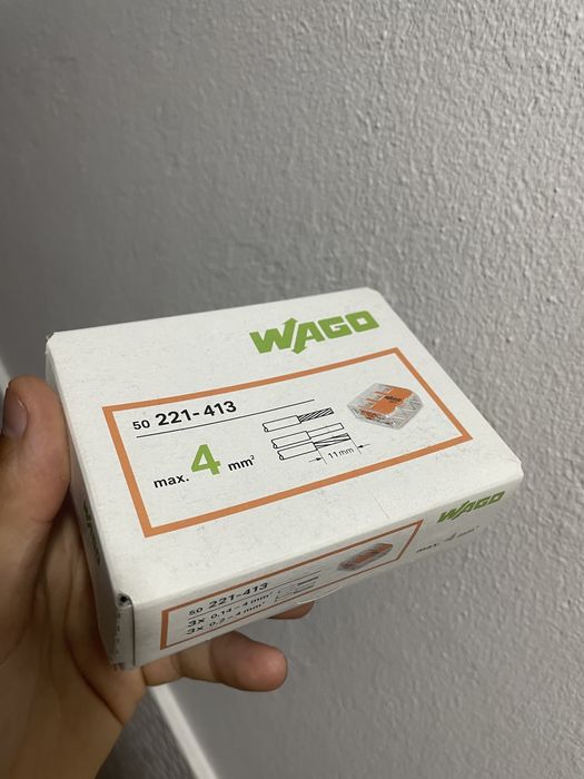 Ligadores WAGO 3×0,5-4mm 221-413 (CAIXA 50 UNIDADES)