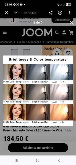 Iluminação braço duplo led