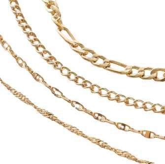 Zestaw 4 złotych bransoletek na kostkę komplet boho