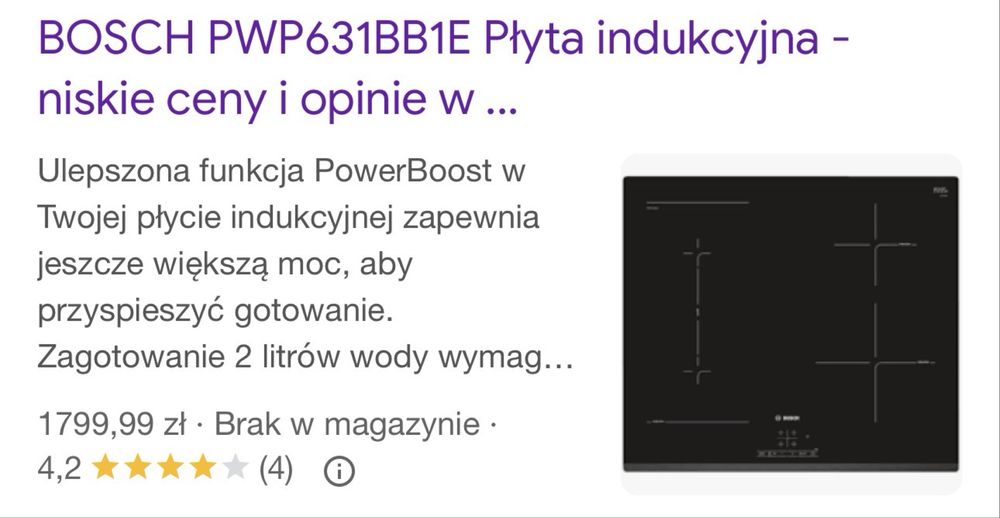 Plyta indukcyjna Bosch Nowa