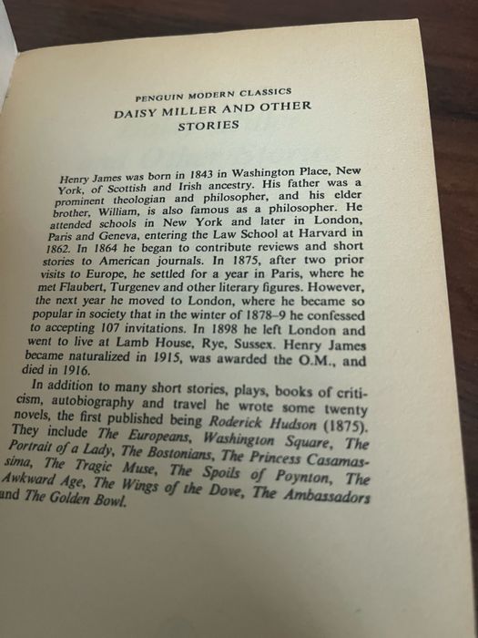 Henry James Daisy Miller and other stories