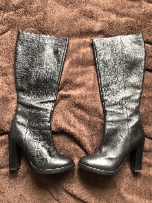 Czarne Skórzane kozaki Reserved 39 5,5 stan bardzo dobry słupek 10,5