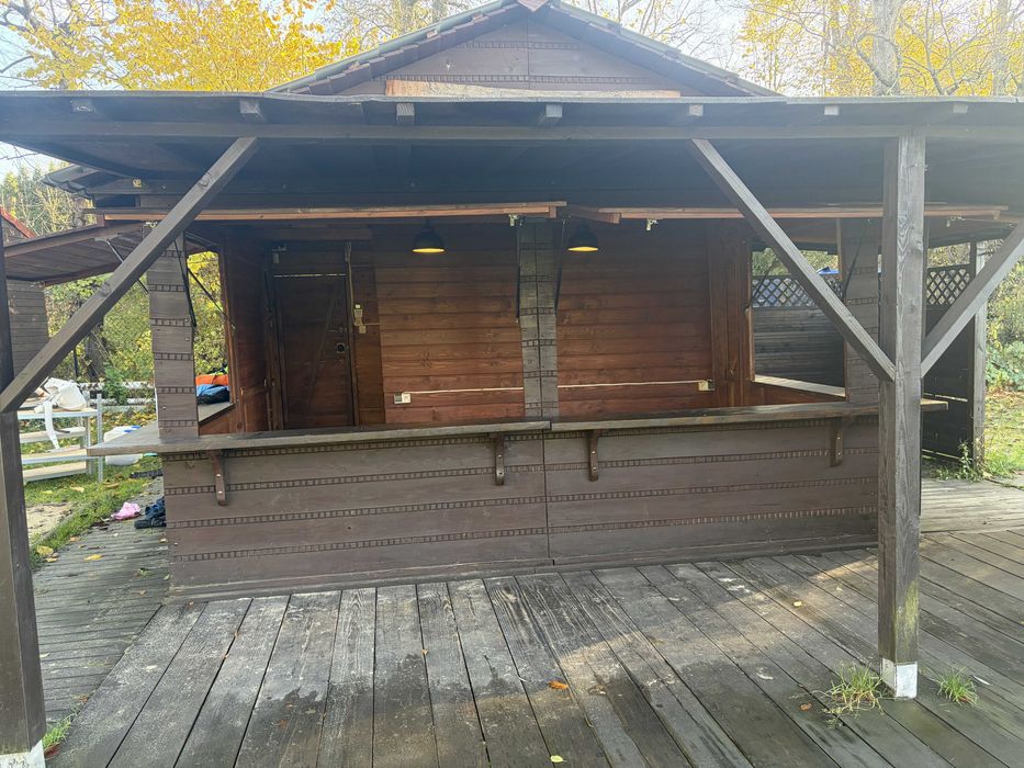 Budka gastronomiczna, domek drewniany, pawilon handlowy