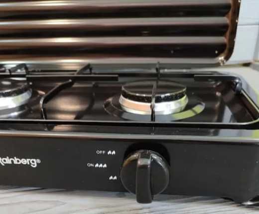 Настільна газова газовая настольная плита на дві конфорки