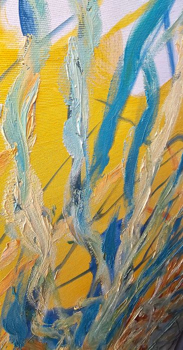 Obraz Na Płótnie Abstrakcyjny 109x92 cm Ręcznie Malowany