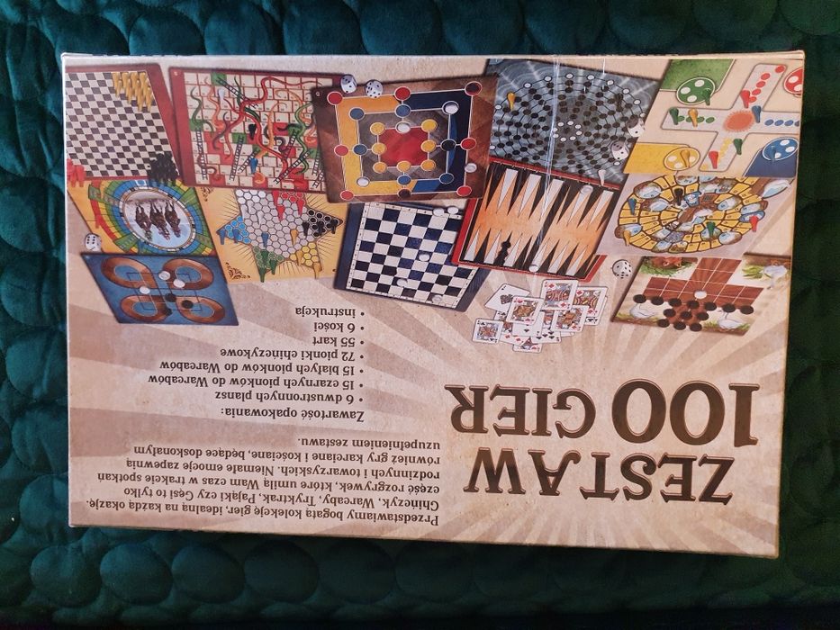 Nowy Zestaw 100 gier trefl warcaby chińczyk tryktrak