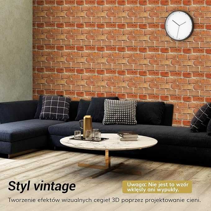 12x Paneli Akustycznych Samoprzylepnych 30x30X0,9 Imitacja Cegły RETRO