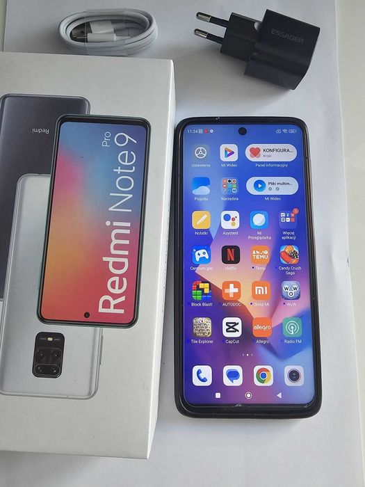 Xiaomi Redmi Note 9 Pro 6/128, ładowarka, etui