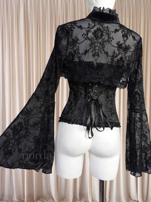 eleganckie zapinane bolerko szerokie rękawy goth alternative