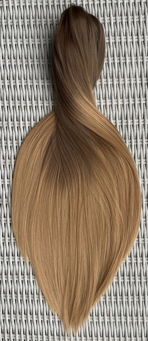 Premium Ultra włosy doczepiane, szatyn / ombre, kucyk, klamra 316.