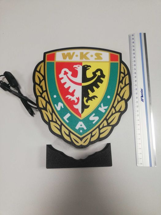 Herb klubu WKS Śląsk Wrocław. Lampka led na biurko.