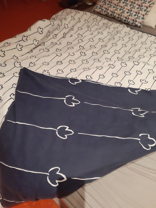 Poszewka na kołdrę ikea vintage bawełna gruba dwustronna  kwiaty tulip