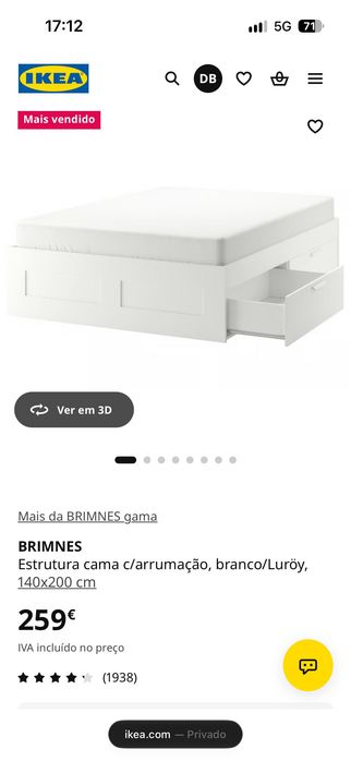 Cama com arrumação e colchão