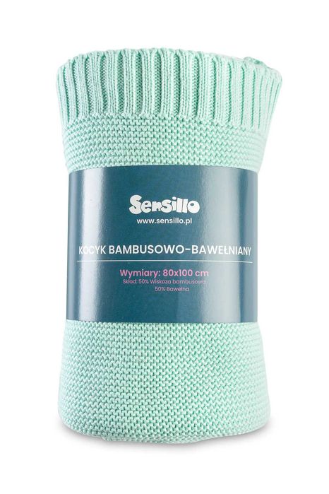 Kocyk bambusowo-bawełniany Sensillo 80x100 mięta