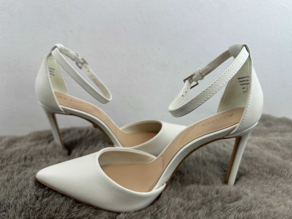Buty damskie białe skórzane sandały czółenka Aldo Derperla 37