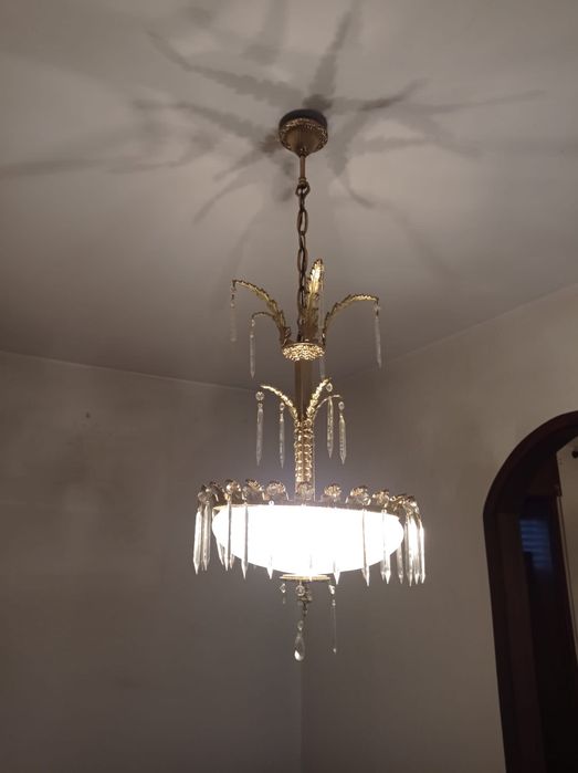 Candeeiro / Candelabro de Cristal e Metal
