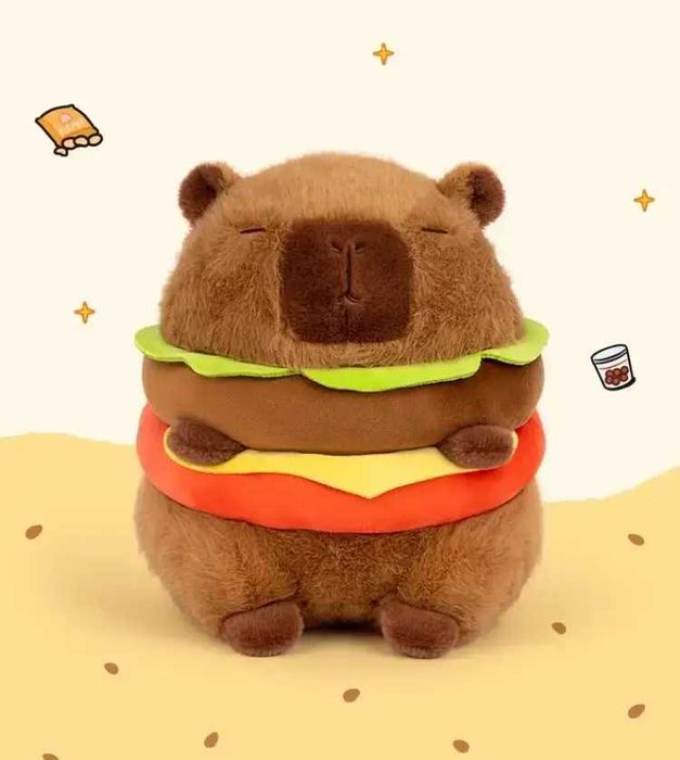 Плюшевая Капибара Бургер 35 см — мягкий друг для объятий!