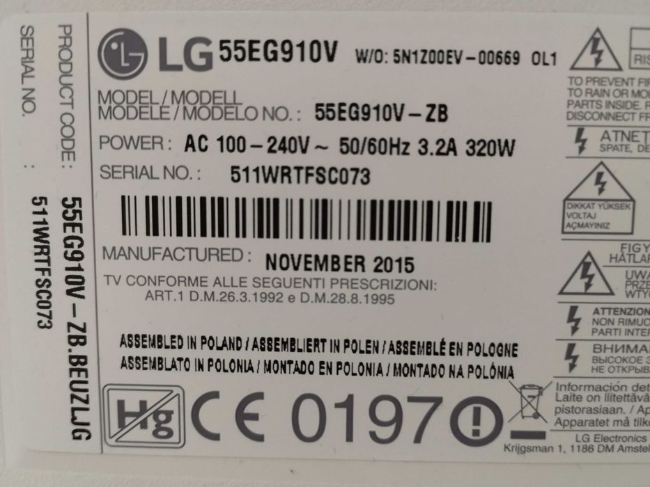 Peças de Reposição OLED LG-55EG910V