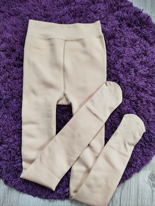 Rajstopy ocieplane kremowe  Nowe szczupłe xs