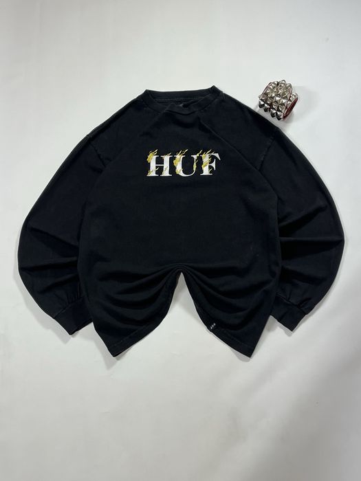 Лонгслів кофта хаф huf HUF реп rap thrasher трешер sk8 чорний лонг ов