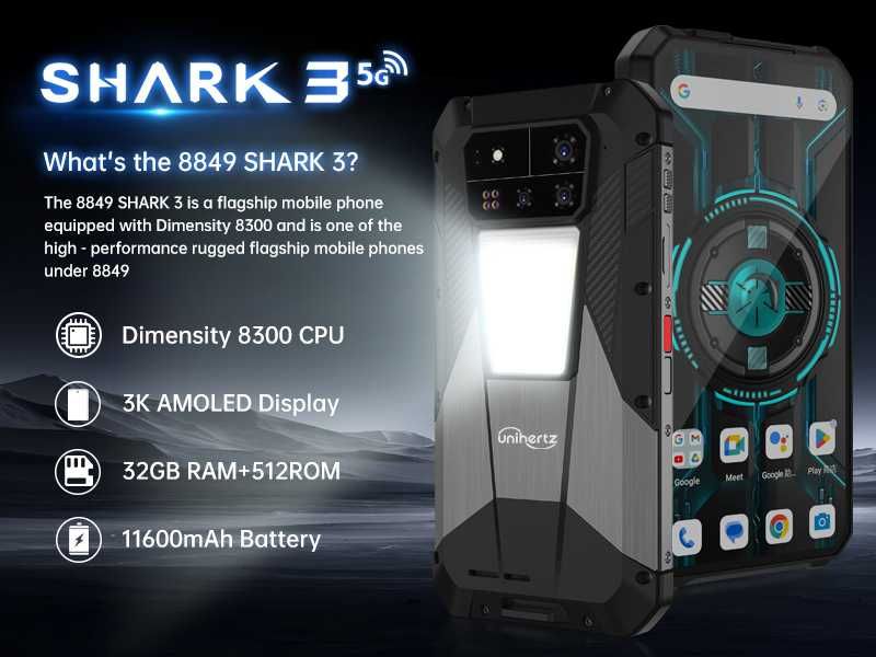 Unihertz 8849 SHARK 3, 32/512Gb, Dimensity 8300, AMOLED, 11600мАч 120W