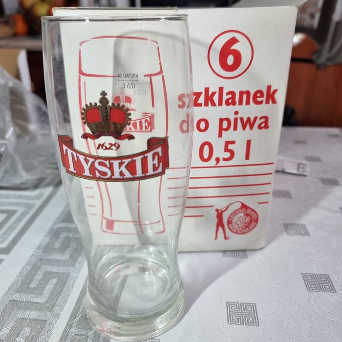 TYSKIE nowe kolekcjonerskie szklanki do piwa, nieużywane - 6szt