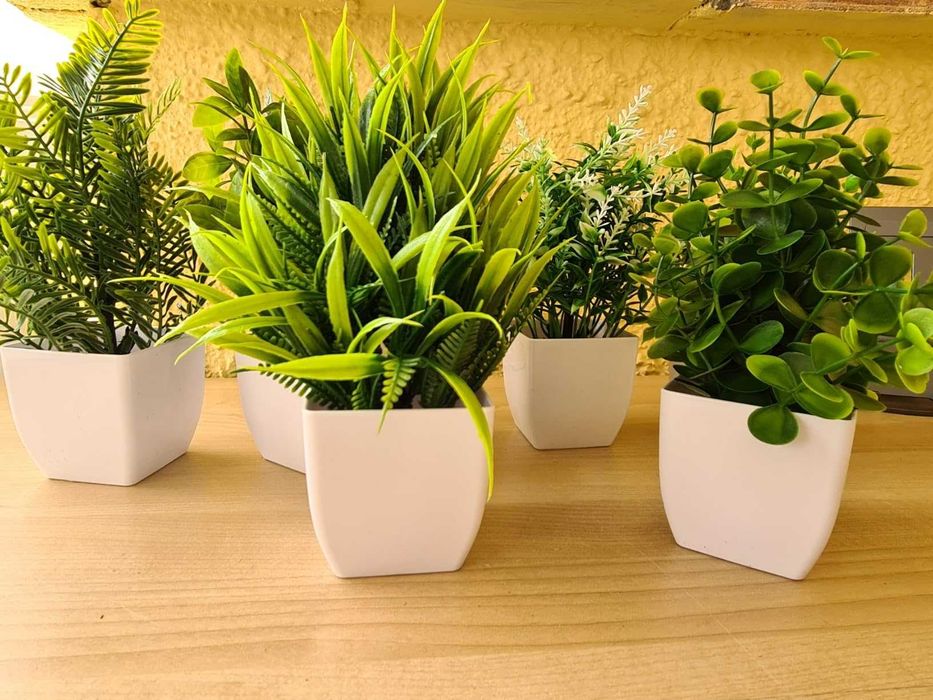 Sztuczne kwiaty z doniczkami 6 szt. zestaw roślin sztucznych