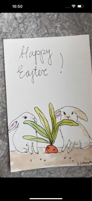 Kartka wielkanocna wielkanoc ilustracja królik easter Pinterest