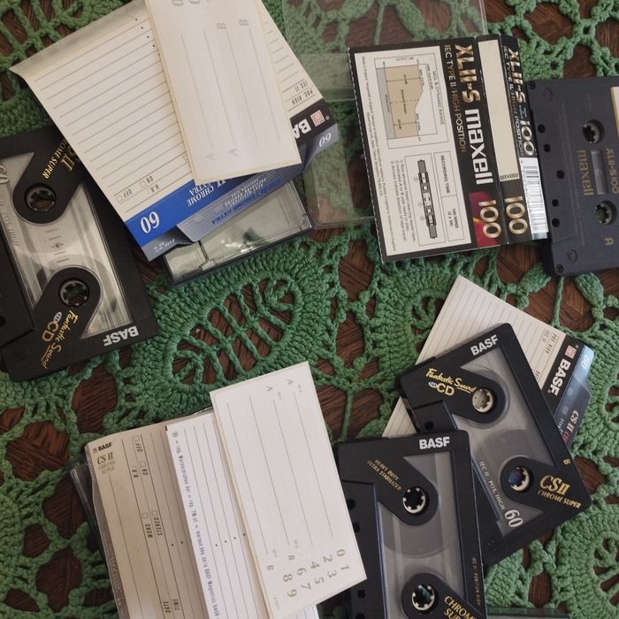 Kasety magnetofonowe, chrom, type II, BASF, Maxell, 4 sztuki komplet