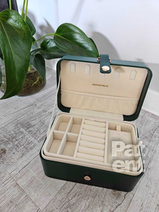 Szkatułka kuferek organizer na biżuterię podwójny zamykany pojemny