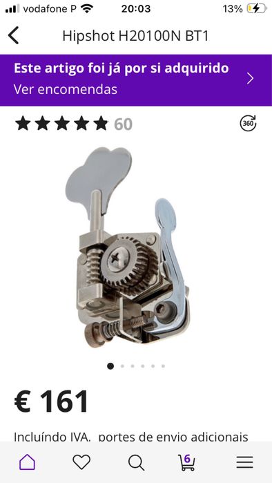 D tuner hipshot para baixo MusicMan como novo