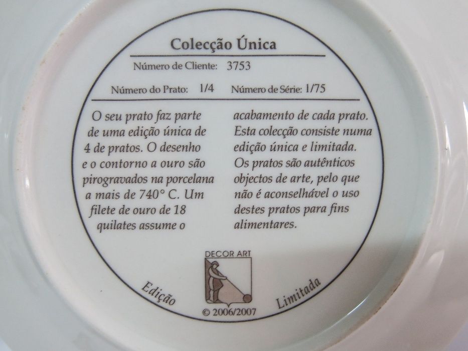 Calvaria de Cima - Coleção de 4 pratos pirogravados a ouro