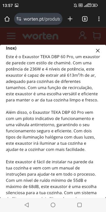 Extrator doméstico TEKA