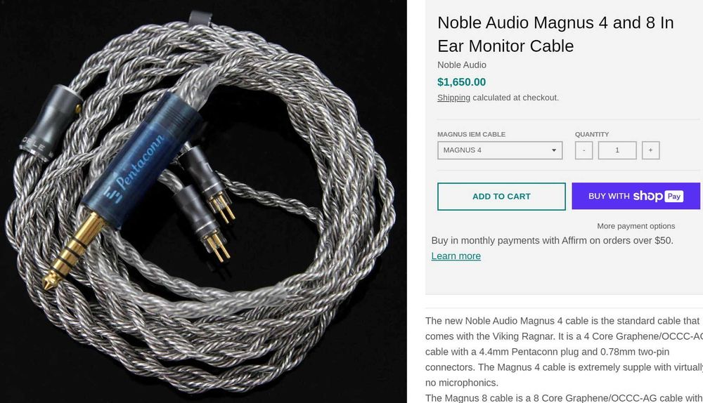 Cabo para auscultadores Noble Audio Magnus 4