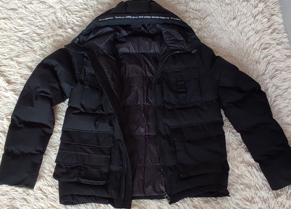 Młodzieżowa męska kurtka zimowa z kapturem rozmiar S/M