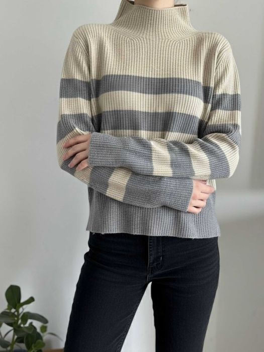 Sweter poncho tunika z golfem 100% wełna 38 M 10