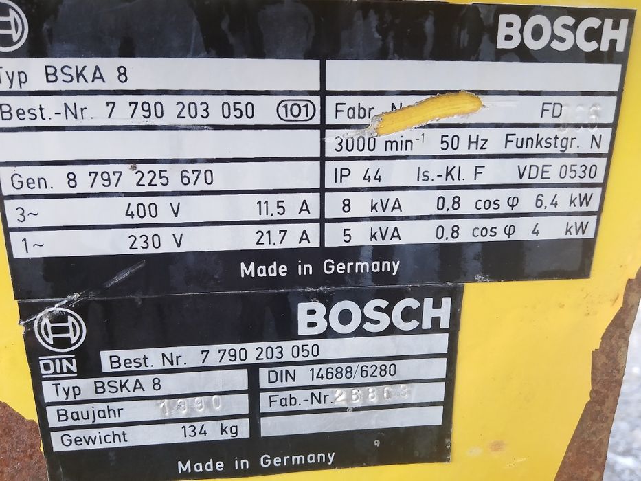 Agregat prądotwórczy Bosch BSKA8 siłowy