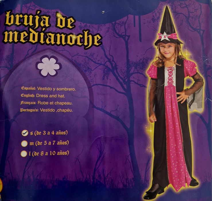 Fato de bruxa Halloween/Carnaval
