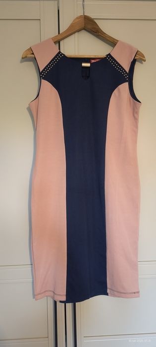 Sukienka granatowo-różowa, r. 38
