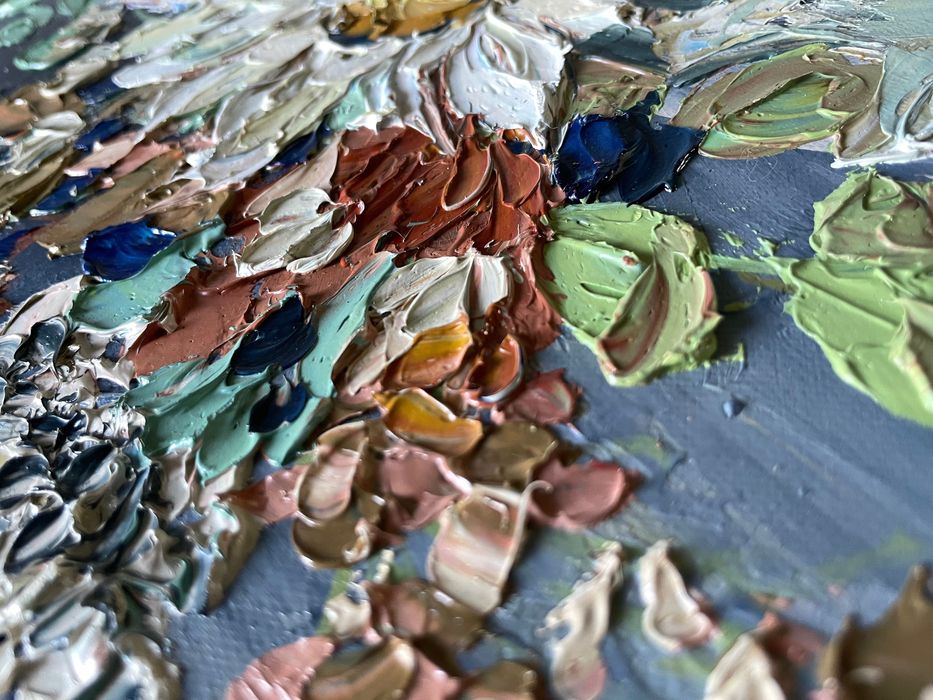 Картина Квіти олійними фарбами 30х30 см