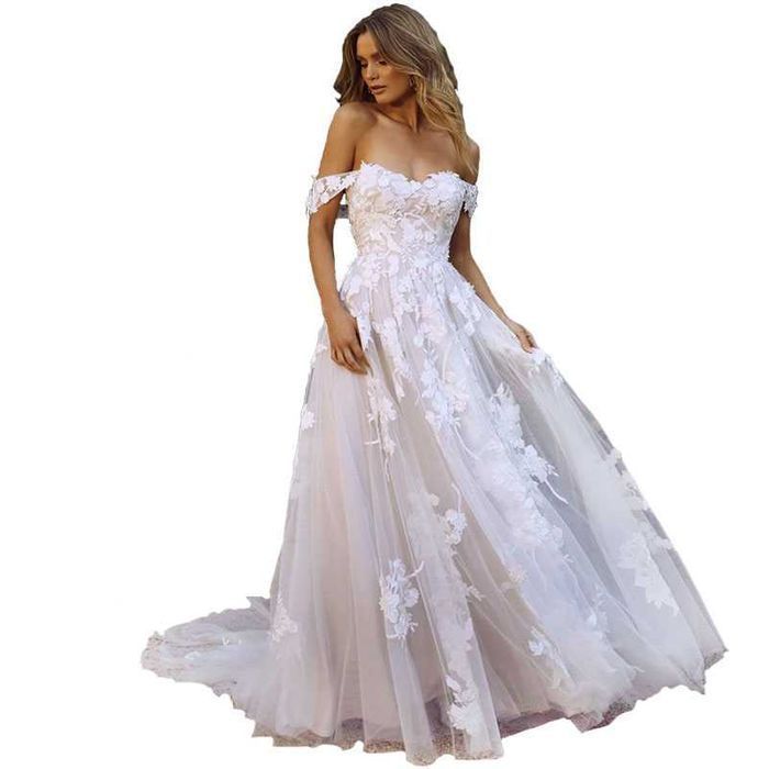 Suknia ślubna #18 boho dekolt serce ivory beż linia A rozmiar 34 XS