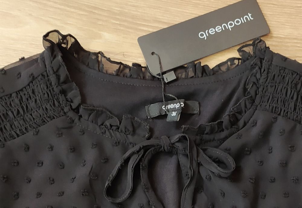 Elegancka bluzka wiązana czarna S 36 plumeti