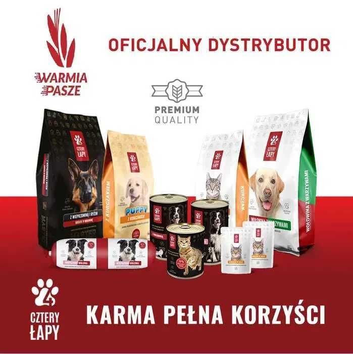 SUCHA KARMA dla psa wołowina 600 kg CZTERY ŁAPY dostawa GRATIS paleta