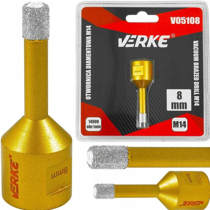 Mocna Otwornica Diamentowa 8mm Wiertło Koronka Szlifierka M14