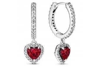 Kolczyki Lśniące czerwone serca jak pandora serce srebro 925 s925