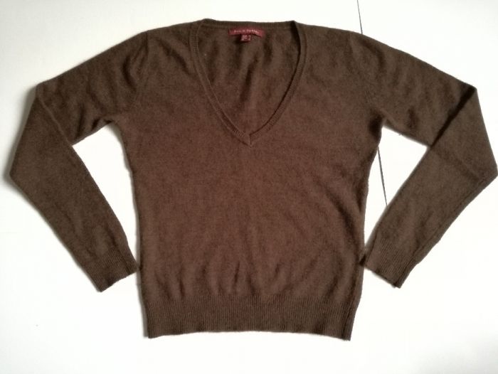 PHILIP RUSSEL sweterek sweter brazowy w serek roz. S