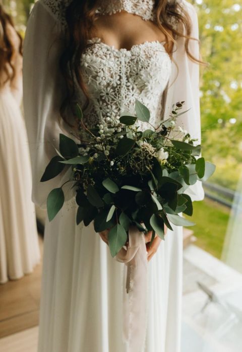 Suknia ślubna boho romantyczna kwiatki