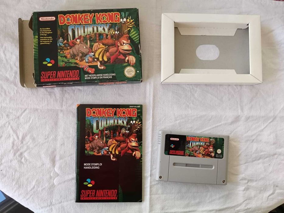 Donkey Kong Country (SNES, 1994, PAL FR) – Caixa e Manual  Clássico Raro